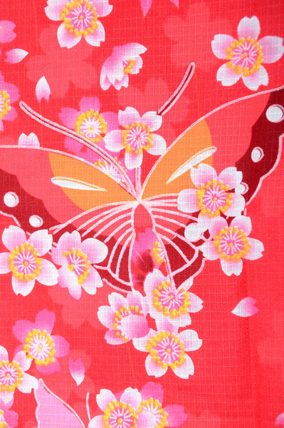 Yukata for indoor use / sakura&butterfly :EM007-Red