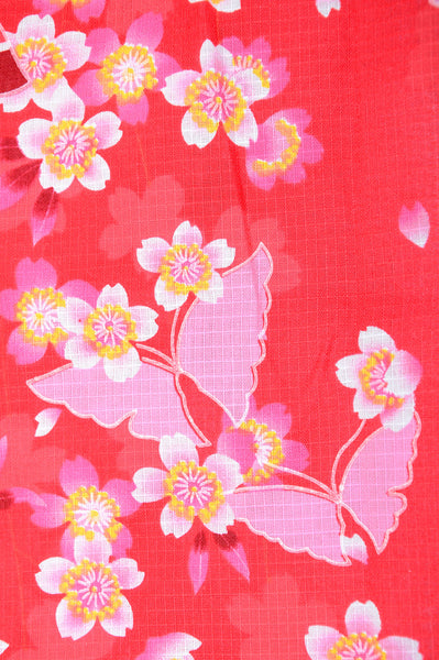 Yukata for indoor use / sakura&butterfly :EM007-Red