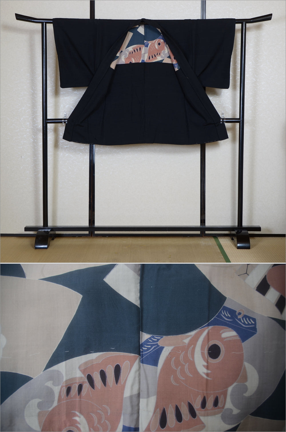 Men Jacket / M-Ha #1-761 (Men’s Kimono with Koi (Carp) Design – Symbol of Strength and Success)
