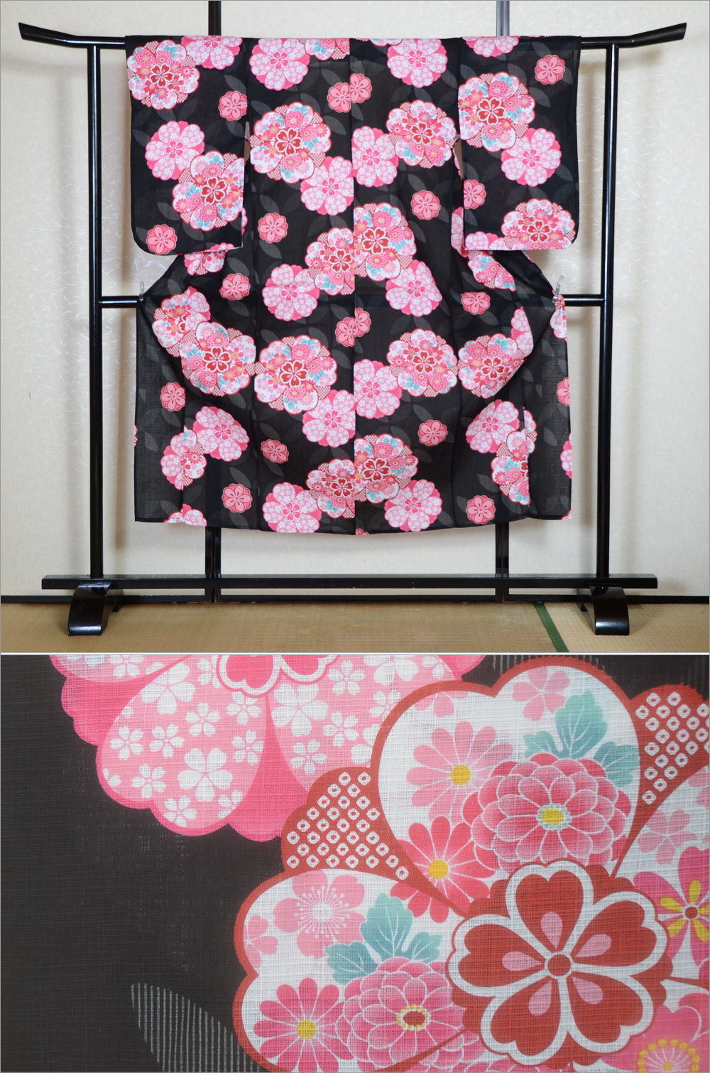Girls yukata and obi belt set / GY #83 (11-12)