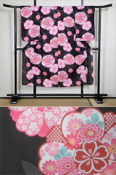 Girls yukata and obi belt set / GY #83 (11-12)