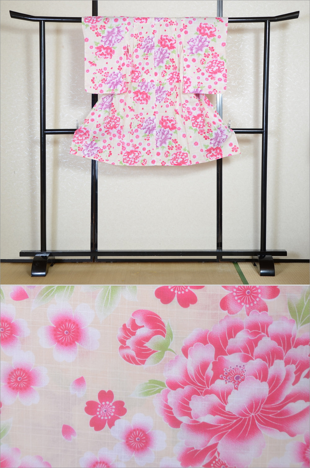 Girls yukata and obi belt set / GY #56 (7-8)