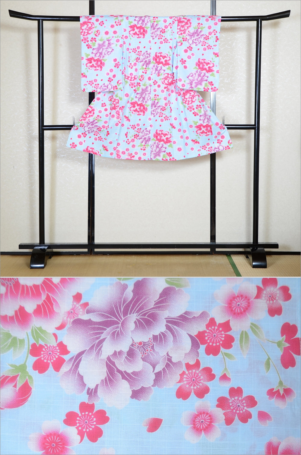 Girls yukata and obi belt set / GY #60 (5-6)