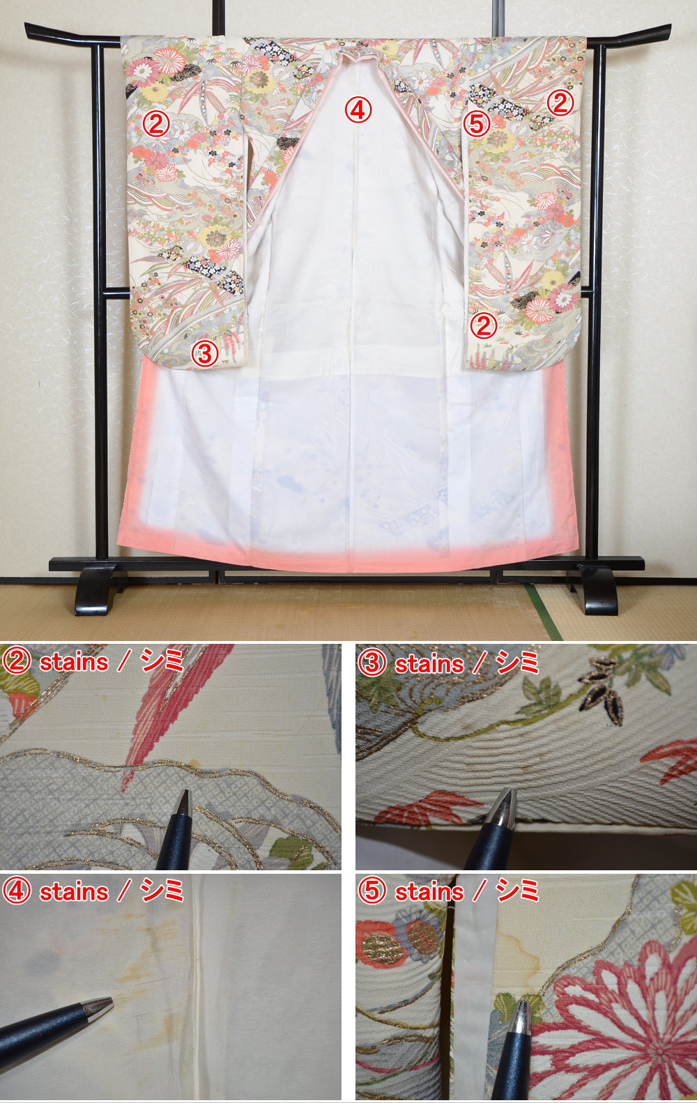 Long-sleeved kimono & hakama 5 items set / Furisode / FK#2-276