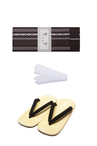 Men obi belt and Setta  sandals set : Brown