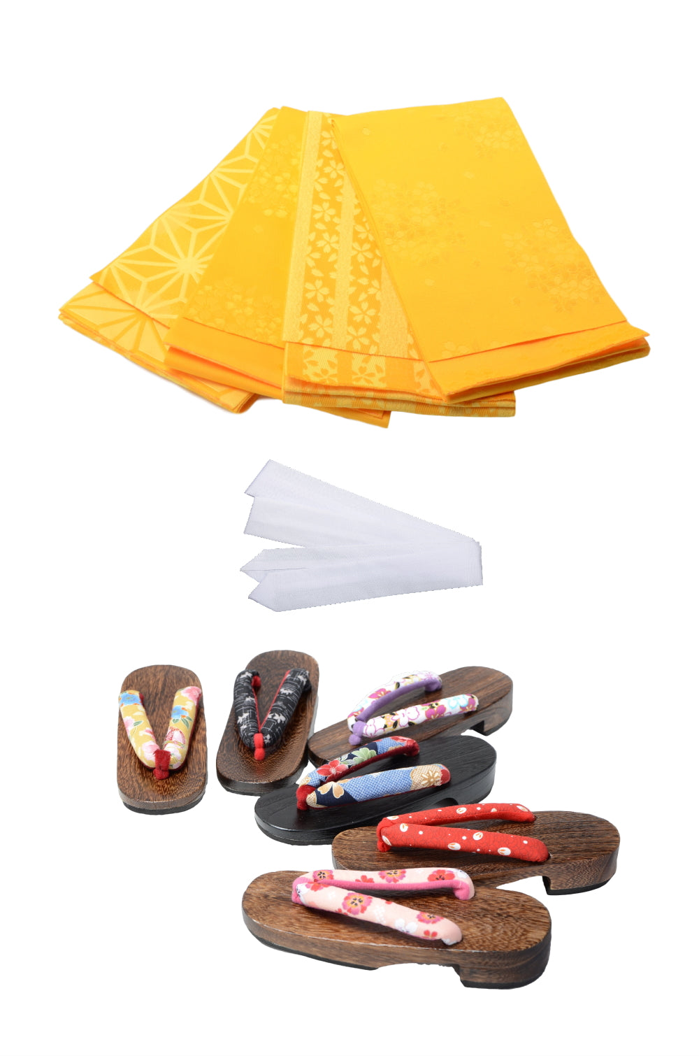 Obi belt and geta sandals set : Pattern / Yellow