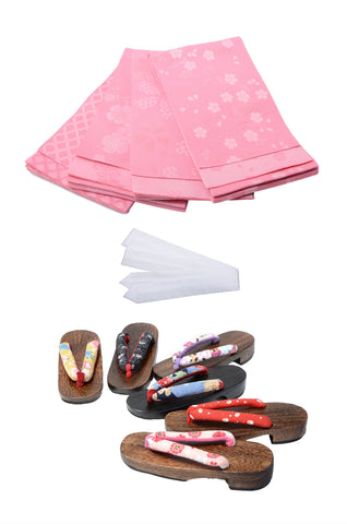 Obi belt and geta sandals set : Pattern / Pink