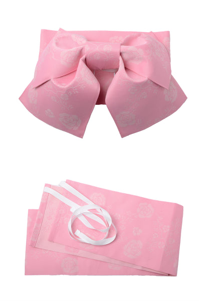 Obi belt and geta sandals set : Pre-tied / Rose pink #06