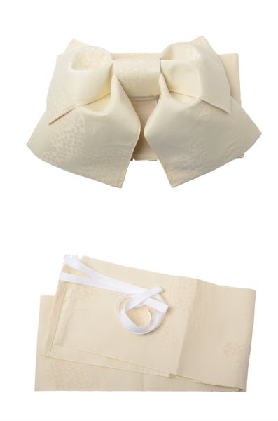 Obi belt and geta sandals set : Pre-tied / Cream #10