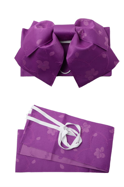 Obi belt and geta sandals set : Pre-tied / Deep purple #07