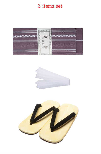 Men obi belt and Setta sandals set : Purple