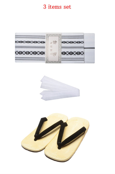 Men obi belt and Setta sandals set : White