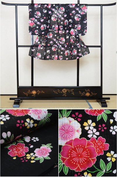 Girls yukata and obi belt set / GY #16 (5-6)