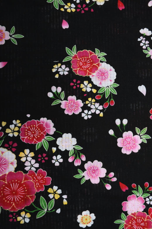 Girls yukata and obi belt set / GY #16 (5-6)