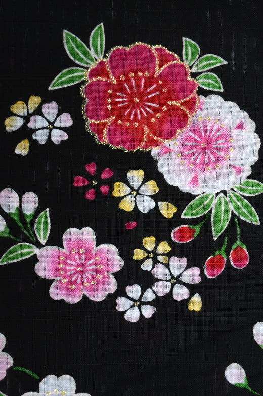 Girls yukata and obi belt set / GY #16 (5-6)