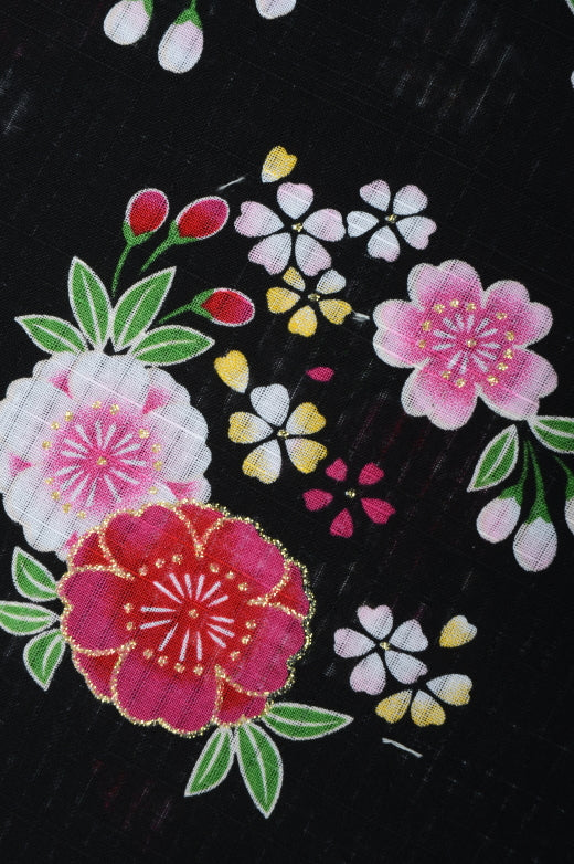 Girls yukata and obi belt set / GY #16 (5-6)