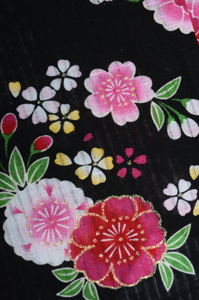 Girls yukata and obi belt set / GY #16 (5-6)