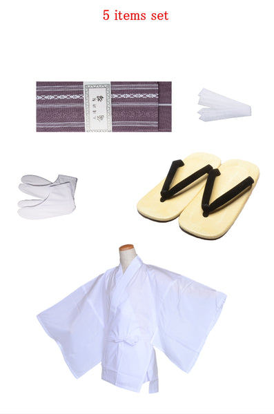 Men obi belt and Setta sandals set : Purple