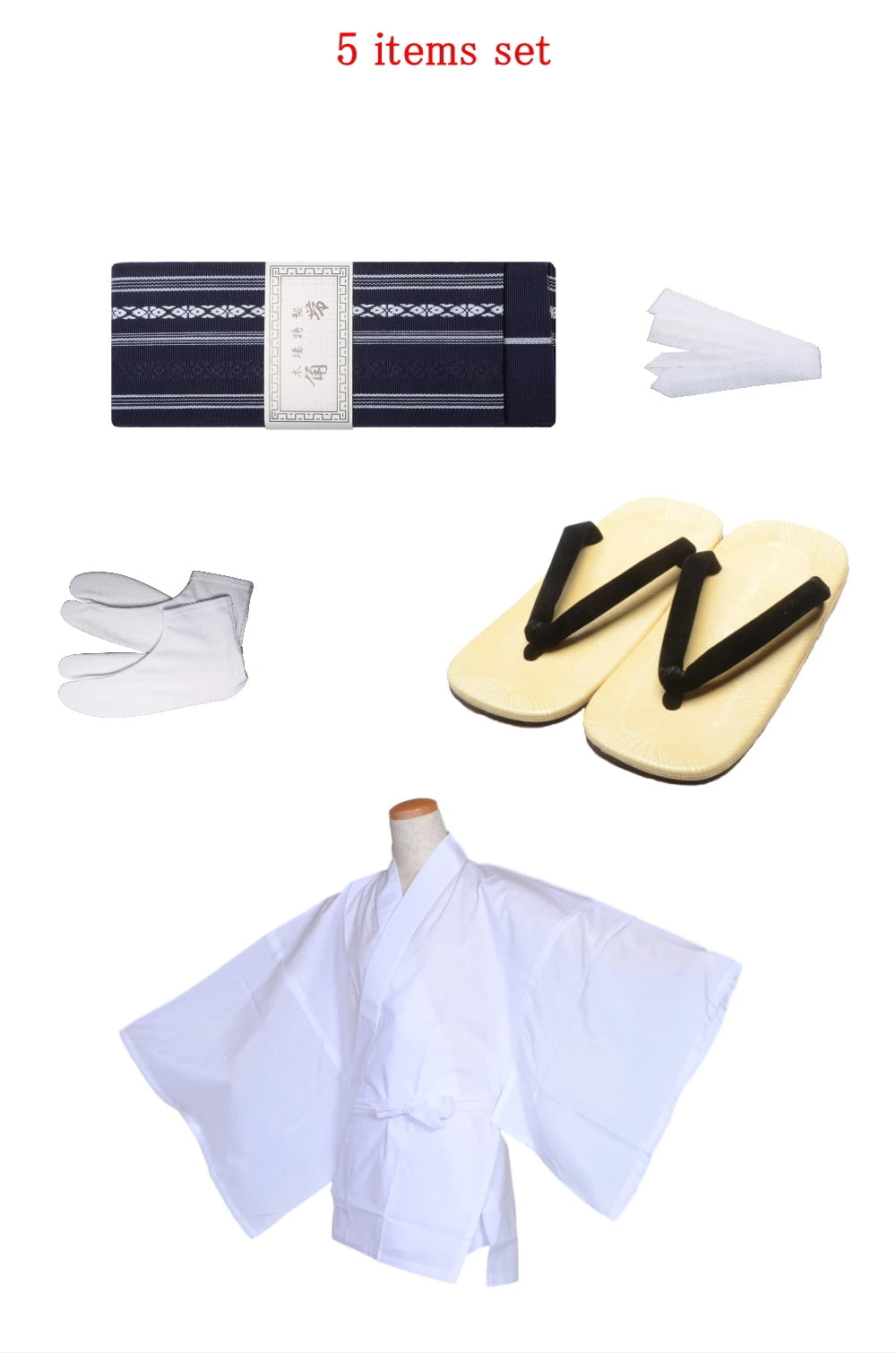 Men obi belt and Setta sandals set : Blue