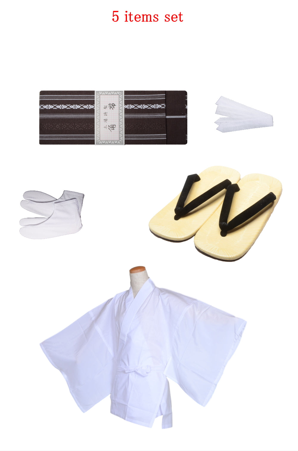 Men obi belt and Setta sandals set : Brown