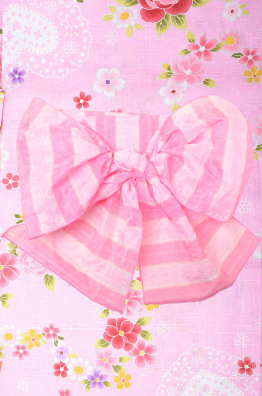 Girls yukata and obi belt set / GY #03 (7-8)
