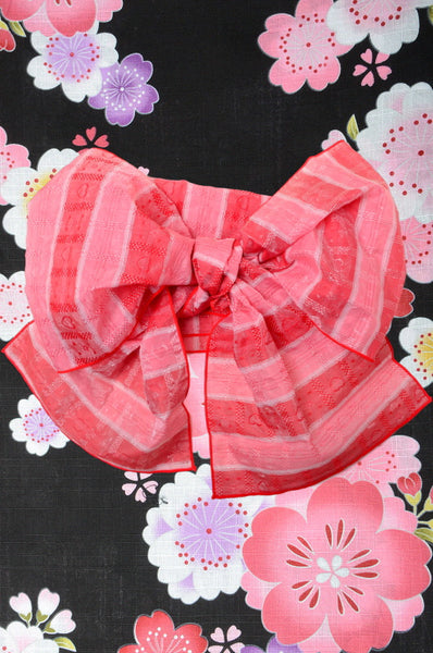 Girls yukata and obi belt set / GY #04 (7-8)