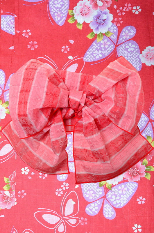 Girls yukata and obi belt set / GY #01 (3-4)