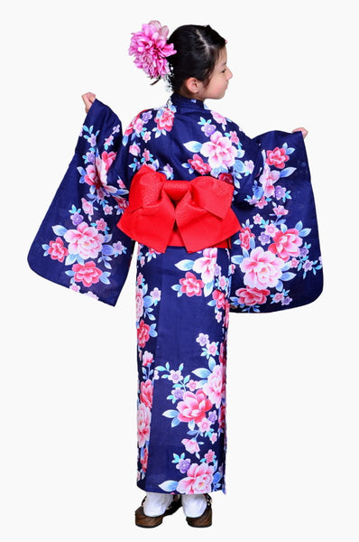 Girls yukata and obi belt set / GY #61 (11-12)