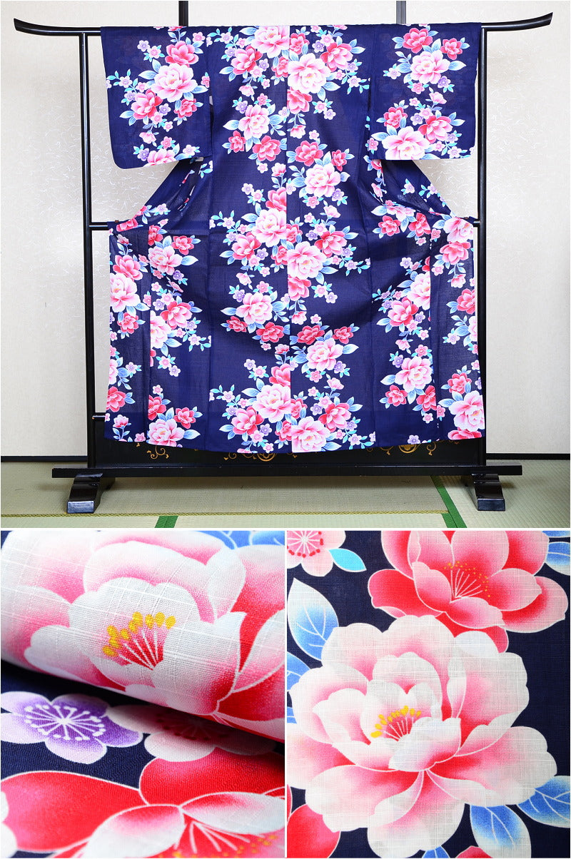Girls yukata and obi belt set / GY #61 (11-12)