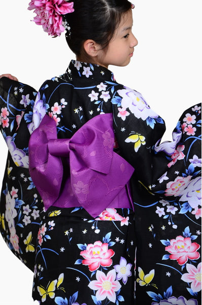 Girls yukata and obi belt set / GY #63 (13-14)
