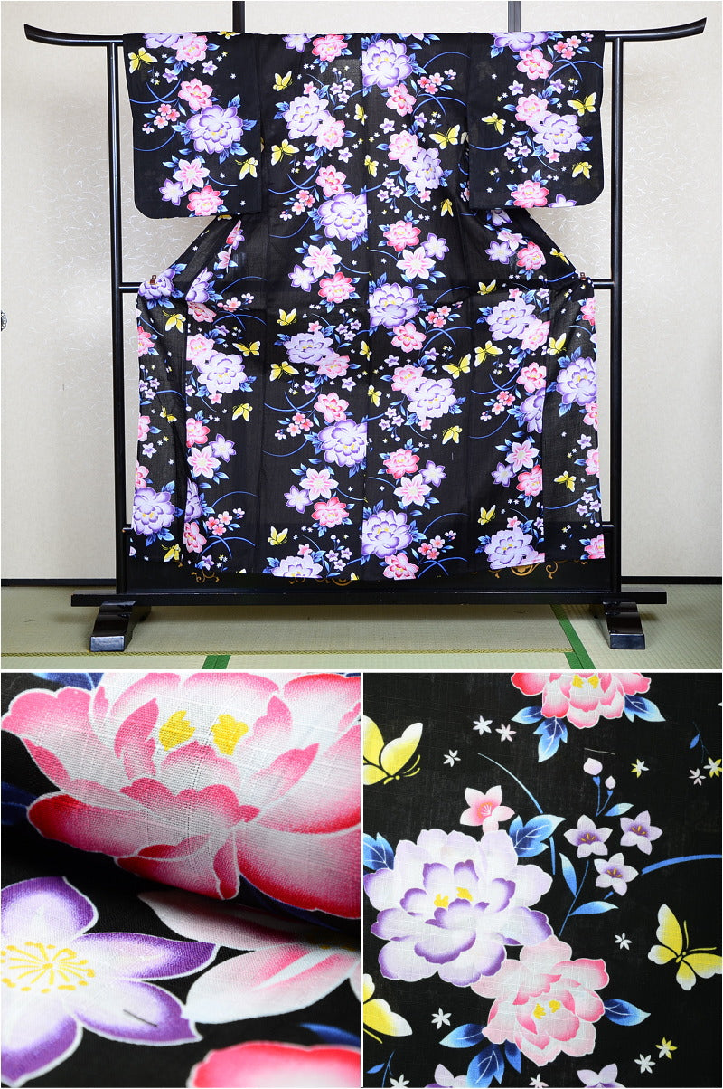 Girls yukata and obi belt set / GY #63 (13-14)