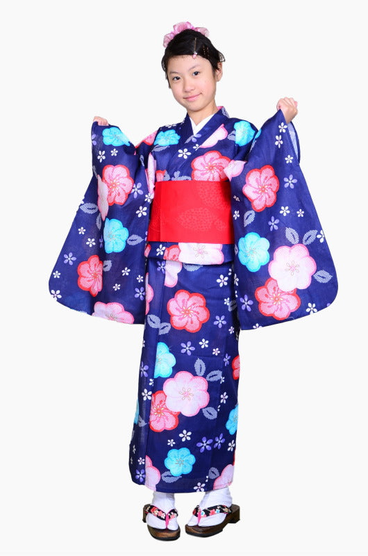 Girls yukata and obi belt set / GY #64 (13-14)