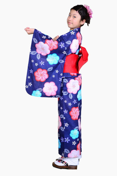 Girls yukata and obi belt set / GY #64 (13-14)