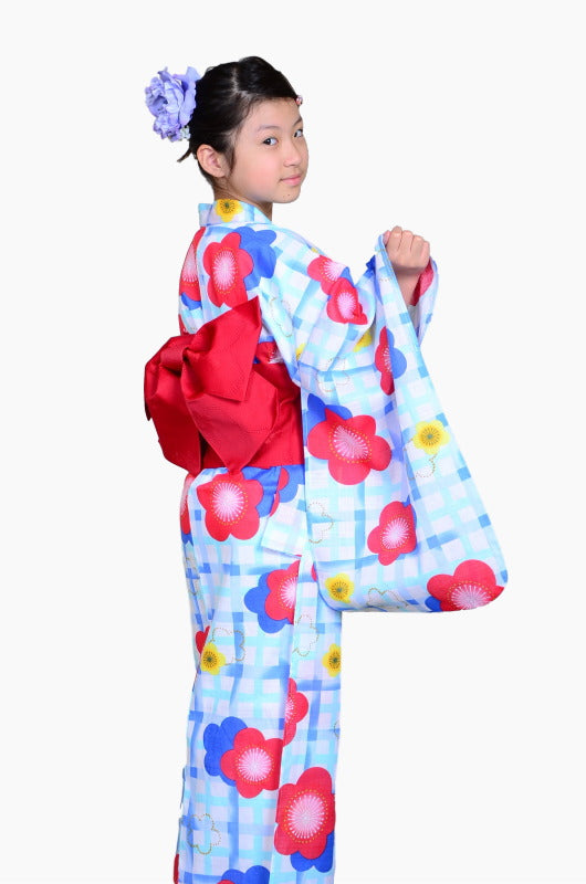 Girls yukata and obi belt set / GY #65 (11-12)