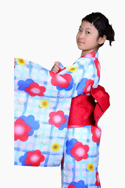 Girls yukata and obi belt set / GY #65 (13-14)