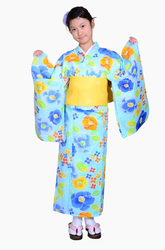 Girls yukata and obi belt set / GY #66 (13-14)
