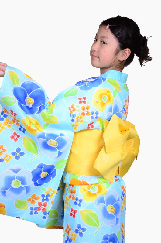 Girls yukata and obi belt set / GY #66 (11-12)