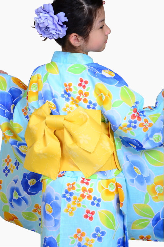 Girls yukata and obi belt set / GY #66 (13-14)