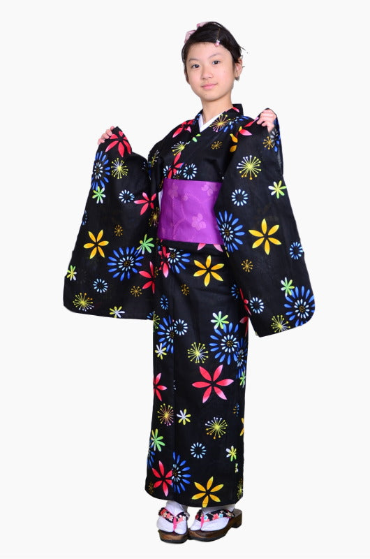 Girls yukata and obi belt set / GY #67 (13-14)