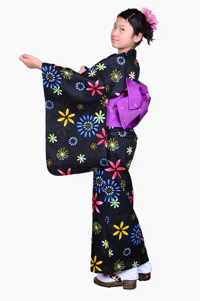 Girls yukata and obi belt set / GY #67 (13-14)