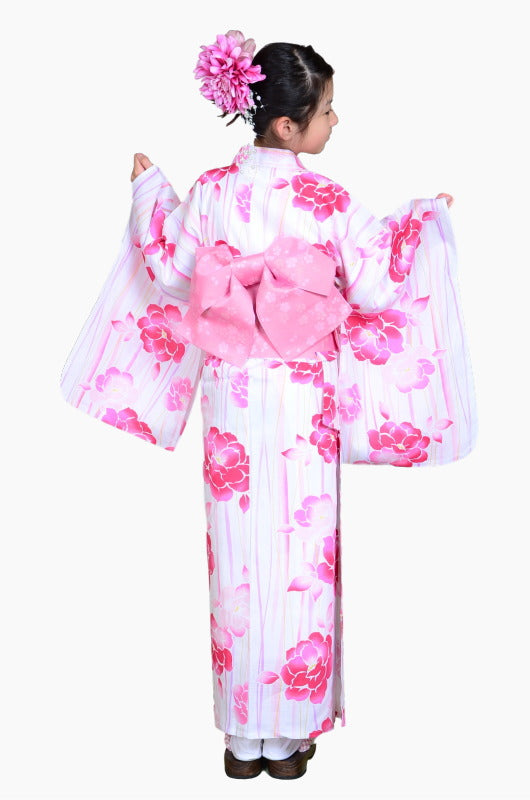 Girls yukata and obi belt set / GY #68 (13-14)