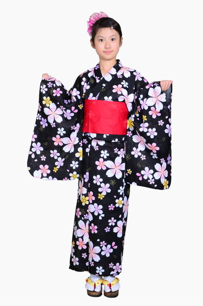 Girls yukata and obi belt set / GY #69 (13-14)
