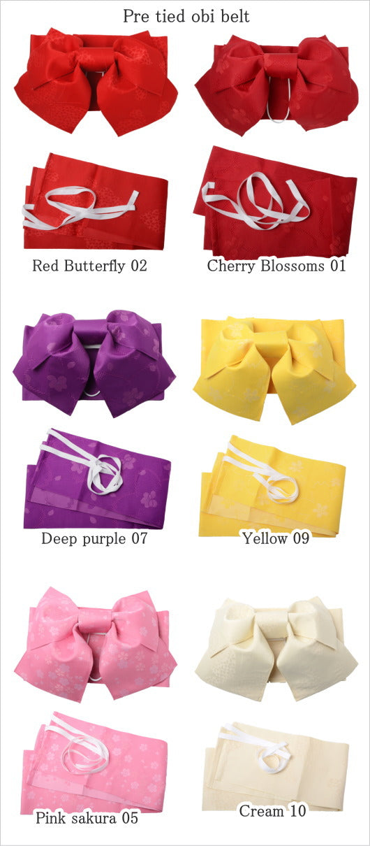 Girls yukata and obi belt set / GY #69 (13-14)