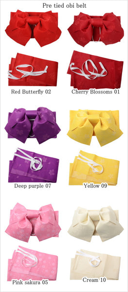 Girls yukata and obi belt set / GY #69 (13-14)