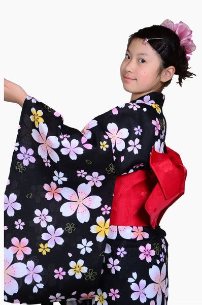Girls yukata and obi belt set / GY #69 (13-14)