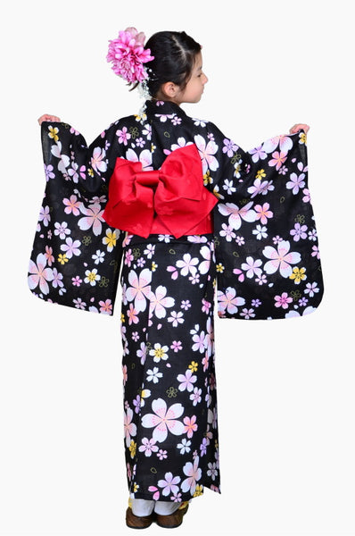 Girls yukata and obi belt set / GY #69 (13-14)