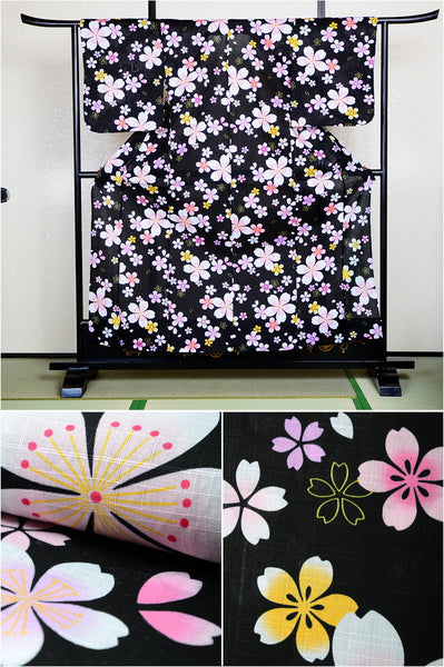 Girls yukata and obi belt set / GY #69 (13-14)