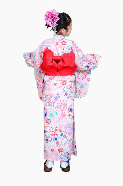 Girls yukata and obi belt set / GY #70 (13-14)
