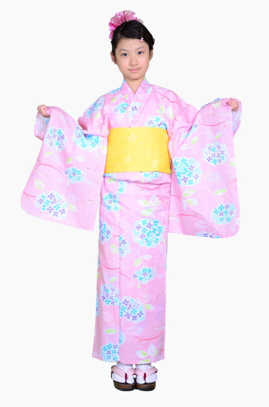 Girls yukata and obi belt set / GY #71 (13-14)