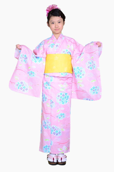 Girls yukata and obi belt set / GY #71 (13-14)